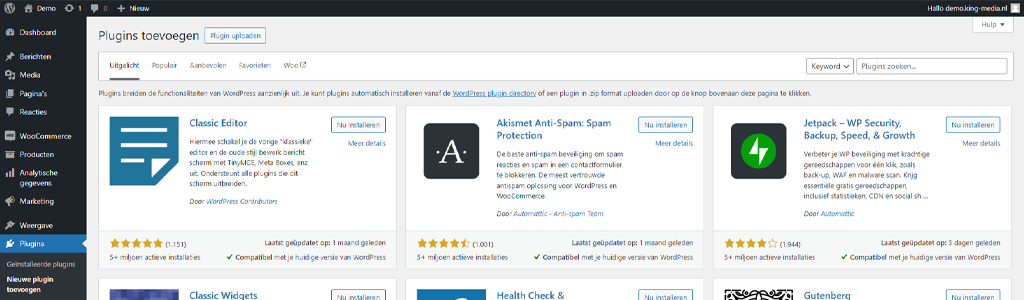WordPress plugins screenshots