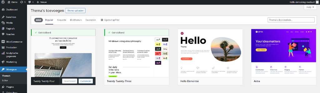 WordPress thema's screenshot